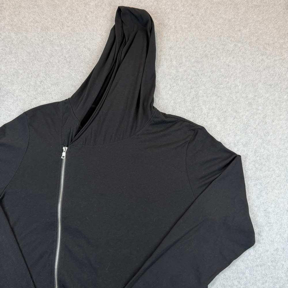 Forever 21 Hoodie Men Large Black Asymmetrical Side Zip Avant-Garde Lightweight
